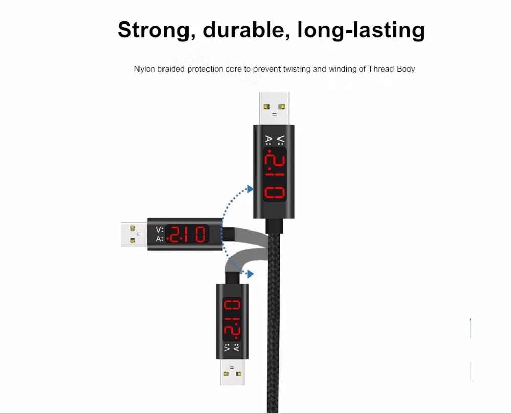 Usb кабель смарт-линии передачи данных напряжения и тока для ANDROID смартфонов для линейки Micro type C Быстрая зарядка для iphone 7 8 X