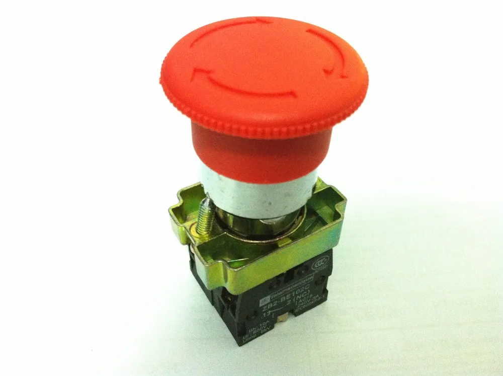 

1pcs/Lot XB2 BS545 XB2-BS545 Twist Reset 22mm Turn to Release 1 N/C 1N/O Turn Reset Emergency Stop Button Latching Switch