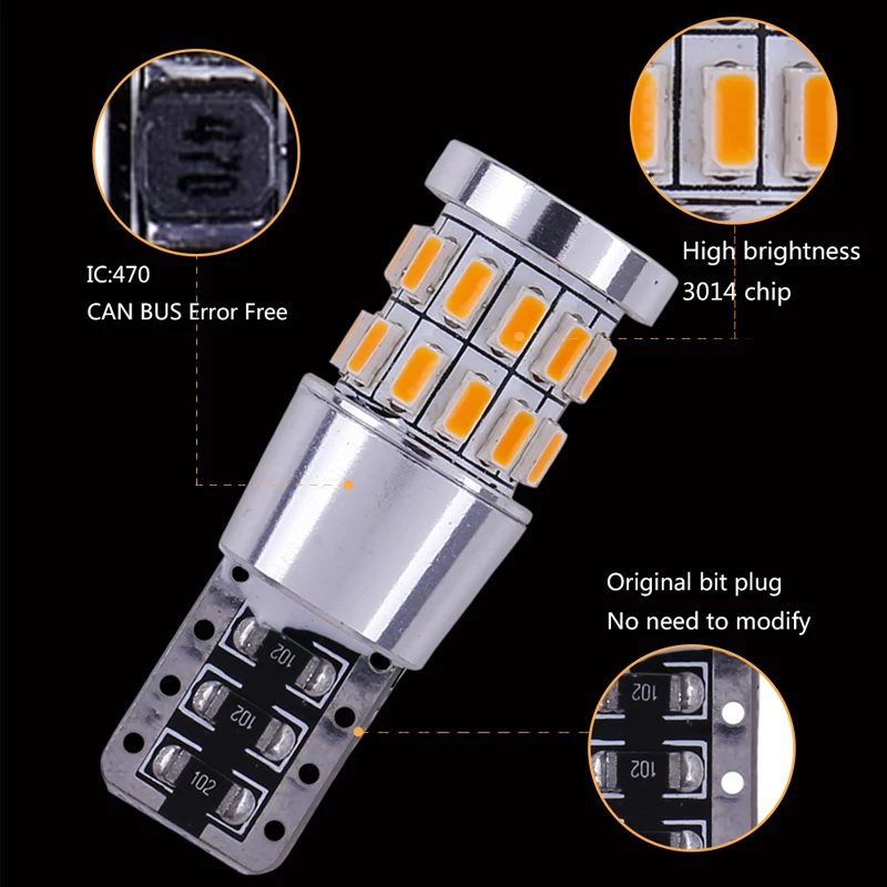 Светодиодный светильник T10 W5W 194 168 Canbus 1 шт. белый 3014 30 SMD для салона автомобиля