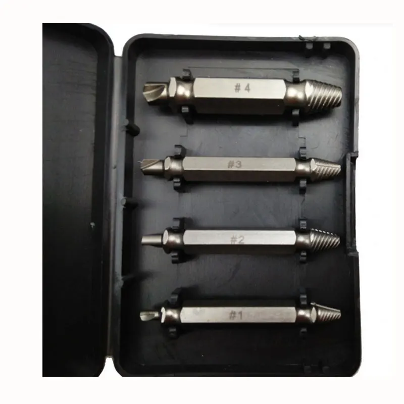4Pcs Screw Extractor Drill Bits Guide Set Broken Damaged Bolt Remover