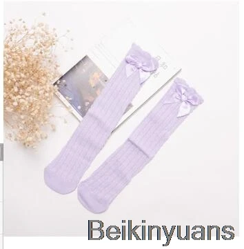 Новые хлопковые носки детские прямые носки до колена с объемными мультяшными кошачьими ушками носки для малышей теплые носки для девочек - Цвет: purple