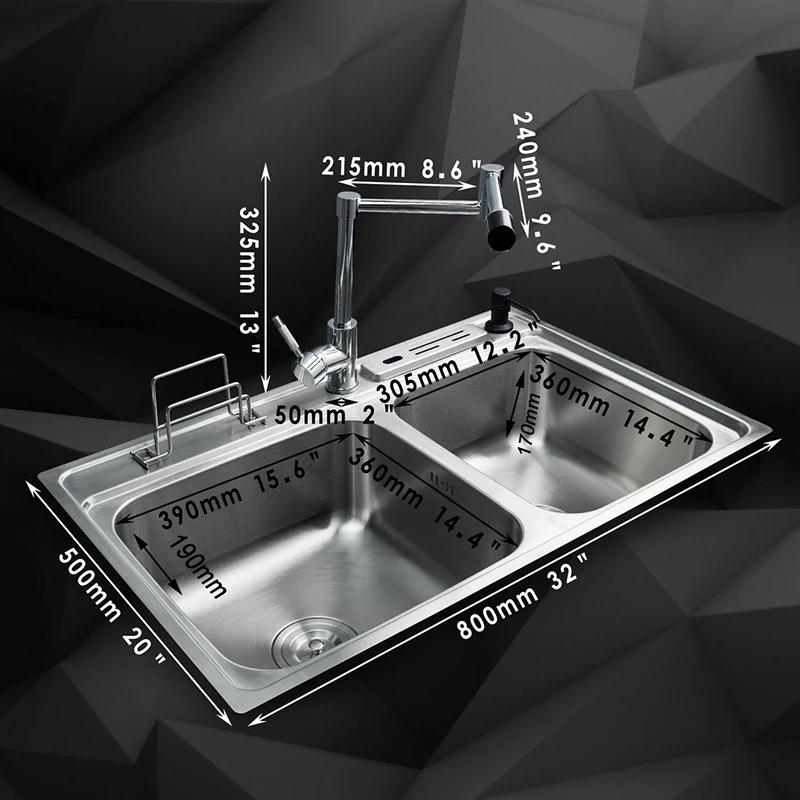 Monite Swivel 360 Deck Mounted Faucet Kitchen Sink Faucet Set Sink Wash Basin Countertop Hot And Cold Mixer Tap