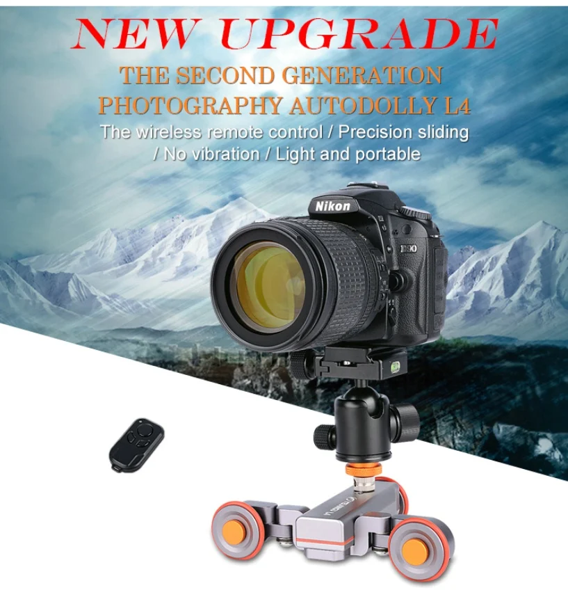 

YELANGU L4 Motorized Dolly Wireless Remote Control Wheel Pulley Car Rail Rolling Track Slider For iPhone DSLR Camera Camcorder
