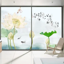 Изготовленная на заказ неклейкая Электростатическая Пленка стеклянная ванная комната с полупроницаемой дверью и шкафом с прозрачным лотоса