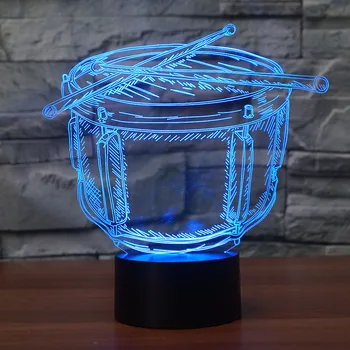 

3D night light creative drum shape 7 color gradient color touch switch supports USB as home decoration or gift