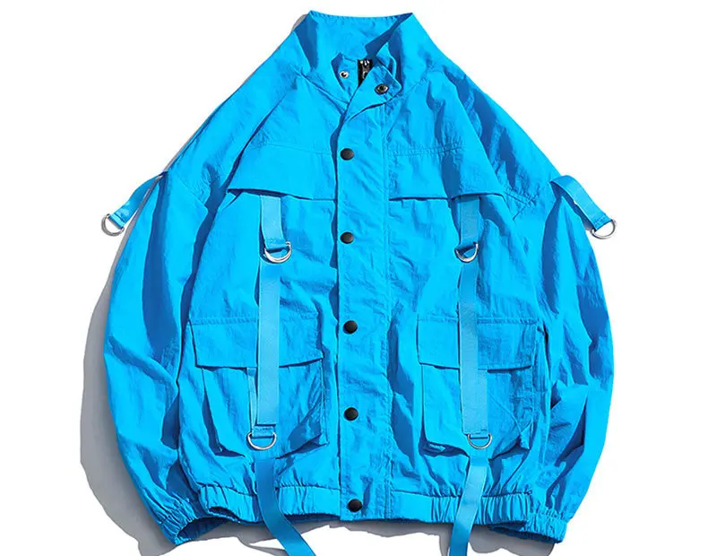 Новое поступление мужской модный мужской комбинезон тонкий Бомбер куртка летняя лента свободный карман пальто хип-хоп ветровка американский размер