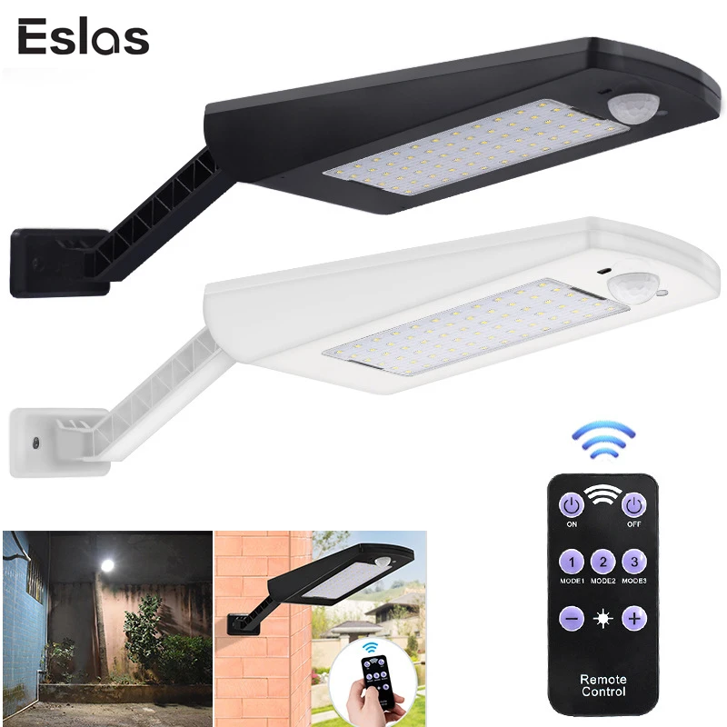 

Eslas Outdoor Solar LED Light PIR Motion Sensor 1000LM Wall Lamp With Remote Control Waterproof Solar Powered Lamp for Garden
