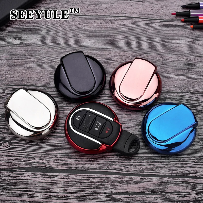 

1pc SEEYULE Styling Car Key Case TPU Key Cover Storage Bag Key Shell Organizer for BMW for MINI Cooper Clubman Countyman
