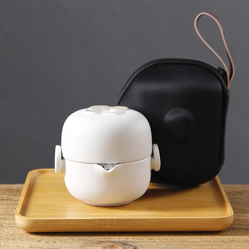 TANGPIN счастливый клевер керамический чайник чашки чайные наборы портативный чайный набор для путешествия с дорожная сумка - Color: Style F