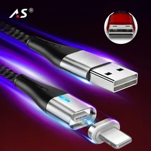 Двухсторонний Магнитный кабель A.S usb type C/Micro USB/Lighting для iPhone, samsung, huawei, OnePlus, Xiaomi, магнитный кабель для мобильного телефона