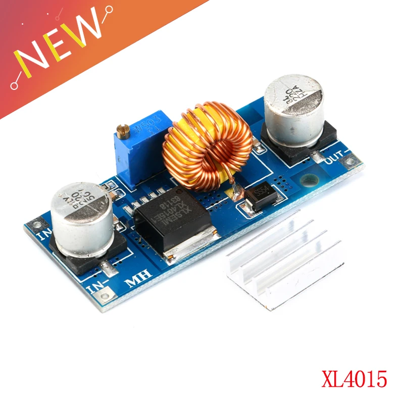 

XL4015 5A DC-DC Step Down Adjustable Power Supply Module 4-38V to 1.25-36V 24V 12V 9V 5V LED Lithium Charger With Heat Sink