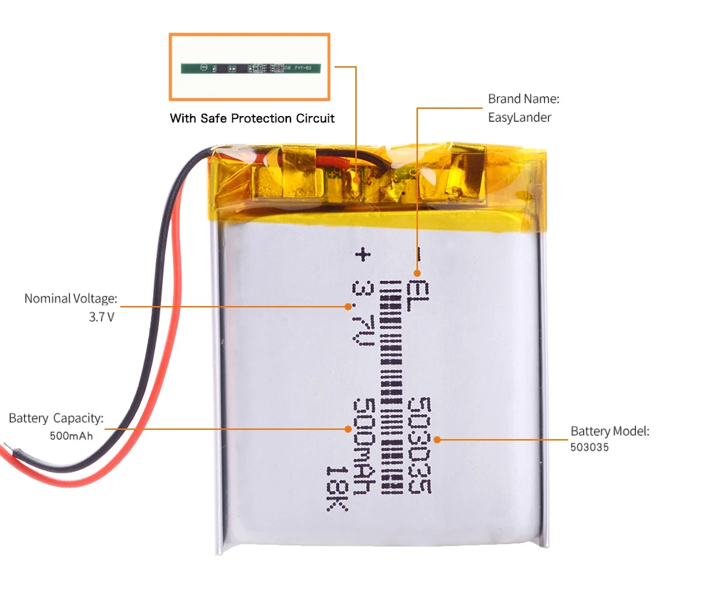 503035 3,7 v 500mah литиевая полимерная аккумуляторная батарея lexand LR-5000 dvr trendvision 718 ultimate dvr dod ls430w Регистратор