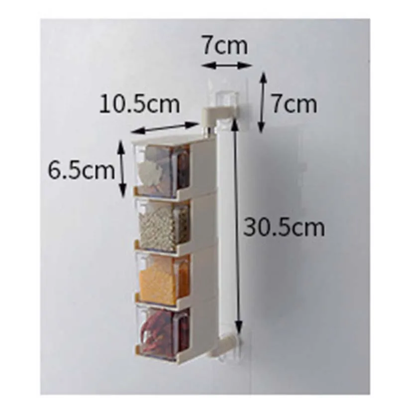 2 слоя 3 слоя 4 слоя кухня творческий тип пасты настенный поворотный ящик для приправ тип ящика горшок для приправ коробка для приправ - Цвет: Four beige