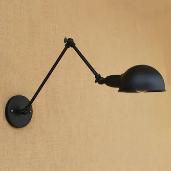 

Vintage Loft Industrial Adjustable Sconce Wall Lights for Bedroom Long Swing Arm Flexible Wall Lamp Black Lighting Fixtures E27