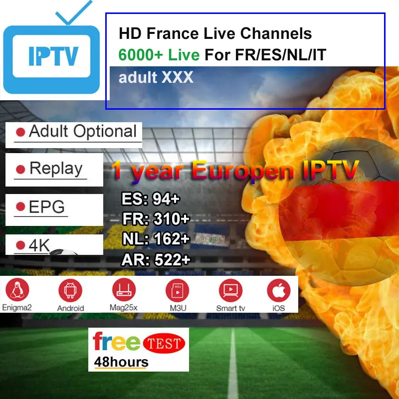 

Francese IPTV and 1 Year 6000+Europn spain French Belgium IPTV subscription Live Channel Free vod Sports NEO