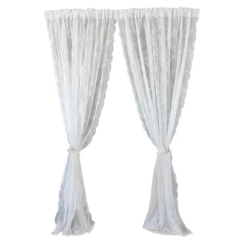 

1Pc European Style Polyester Lace Curtains For Living Room/ Bedroom White Curtains Wave Edge
