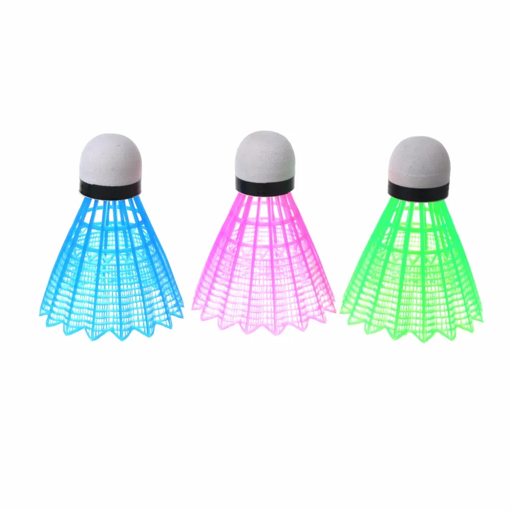 3 шт. светодиодный световой бадминтон Темная ночь цветные пластиковые пены светящиеся воланы