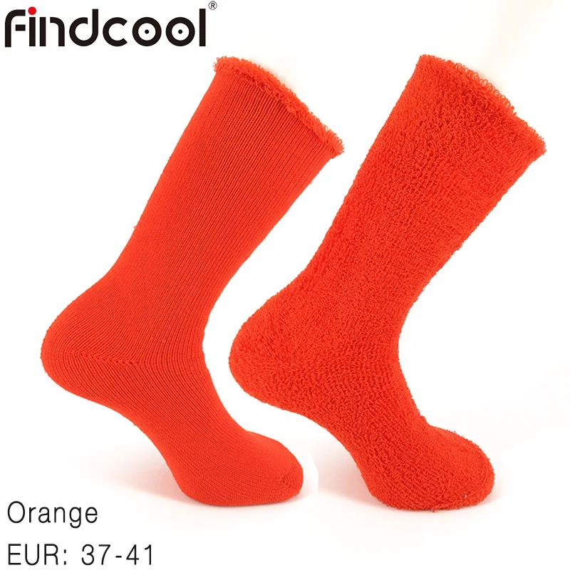 FINDCOOL, шерсть мериноса, плотные теплые носки, носки для велоспорта, носки для верховой езды, мужские, женские, для спорта на открытом воздухе, носки для бега, велосипеда - Цвет: Orange EUR 37-41