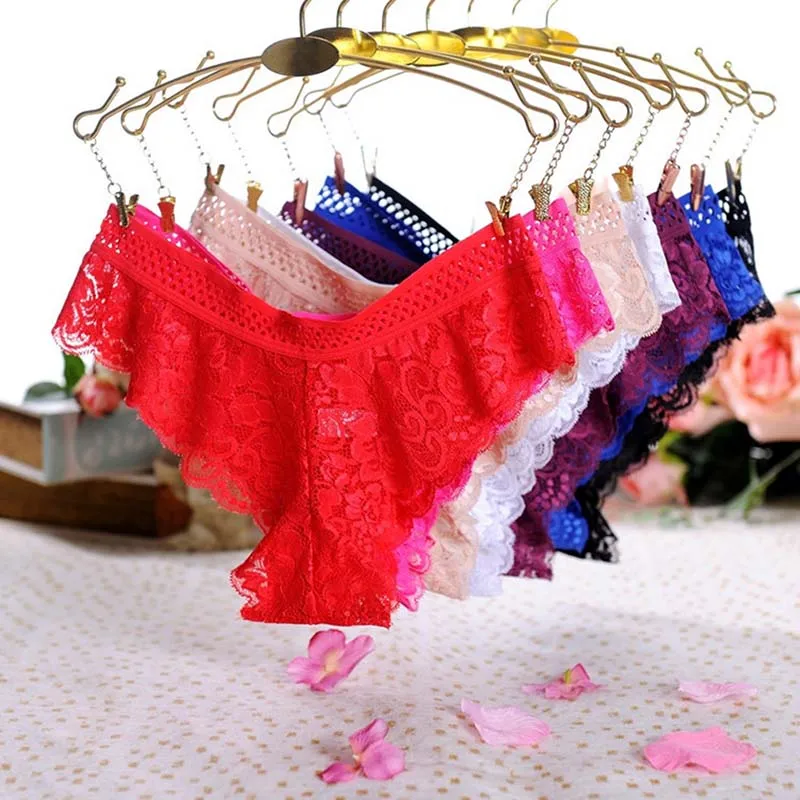 

Female Sexy Hot Red Black White Lace Panties G-String Briefs Lingerie Low Waist Cotton Purple Soft Underwears