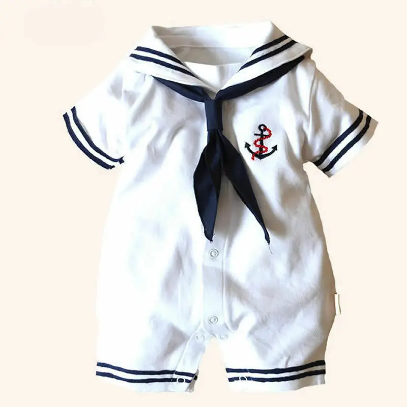 

2019 Newborn Boy Costume Baby Romper One Piece Jumpsuit Playsuit Sailor Infant