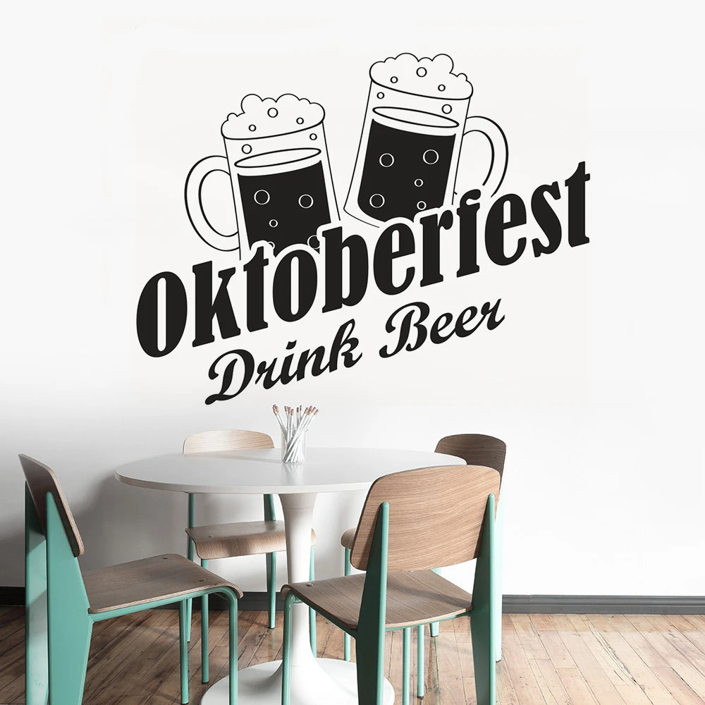 

Vinyl Wall Sticker Oktoberfest Drink Beer Wall Decal Bar Restaurant Decoration Vinyl Drink Beer Window Mural Vinyl Art AY1562