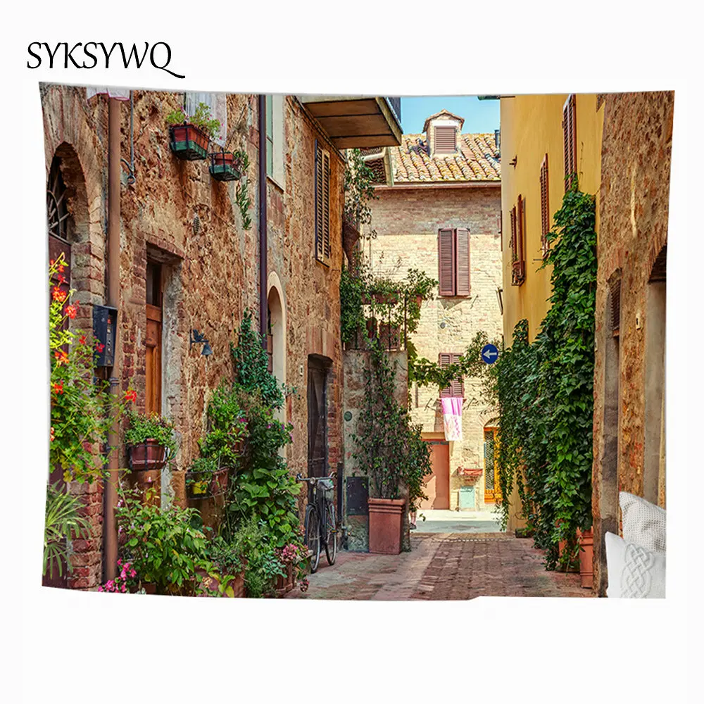 

colorful tapestry street europe city strand doek 2019 new arrival background wall hanging wall cloth
