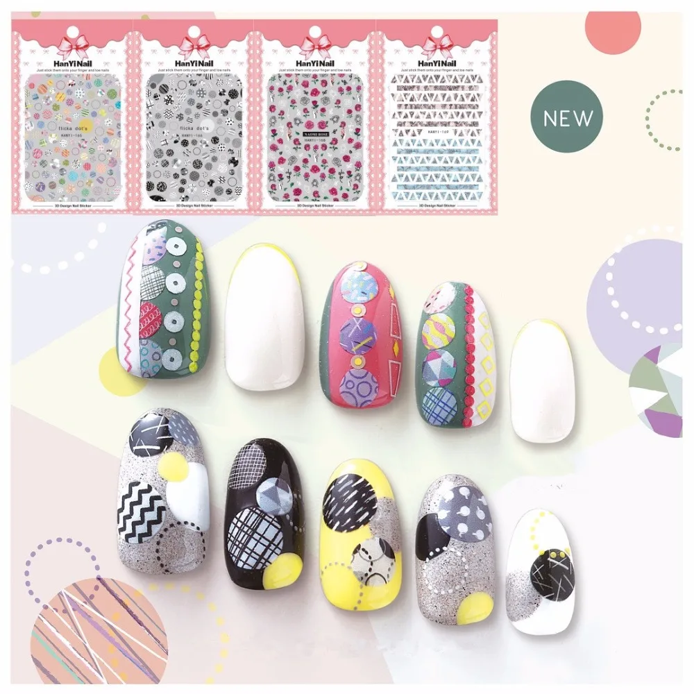 3 листа 3D наклейки для ногтей дизайн ультратонкий розовый тренд искусство вязкая