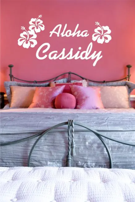 

Hawaiian Modern Style Personalized Name Wall Decal Aloha Girls Room Custom Name Wall Decal Bedding Decor Vinyl Pattern DIYSYY535