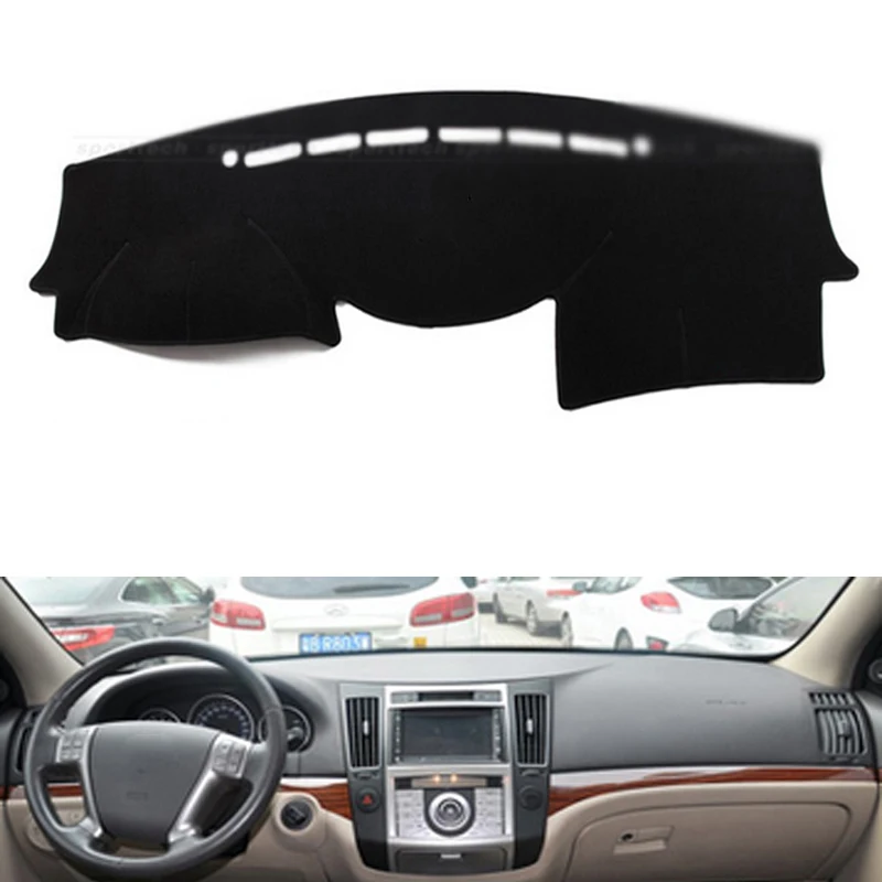Черный Для Hyundai Veracrus ix55 2006 2007- Крышка приборной панели солнцезащитный козырек нескользящий коврик для приборной панели ковер наклейки для автомобиля аксессуары для интерьера - Название цвета: Черный