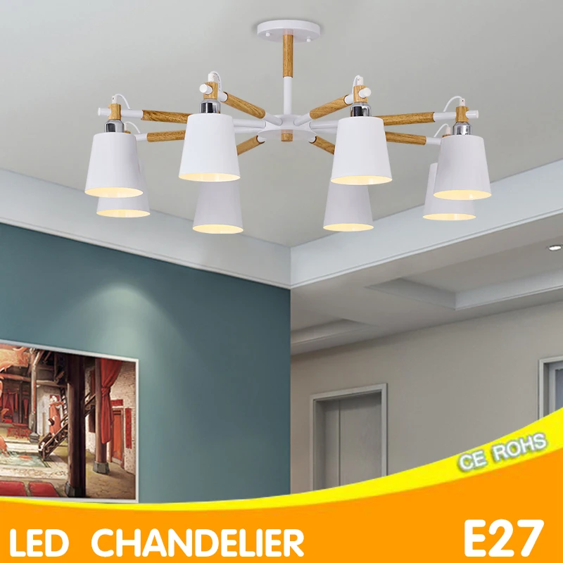 

Green Eye Nordic chandelier lighting LED BULB E27 color chandelier for Living room Bedroom dining room Hanginglamp Wooden Lustre