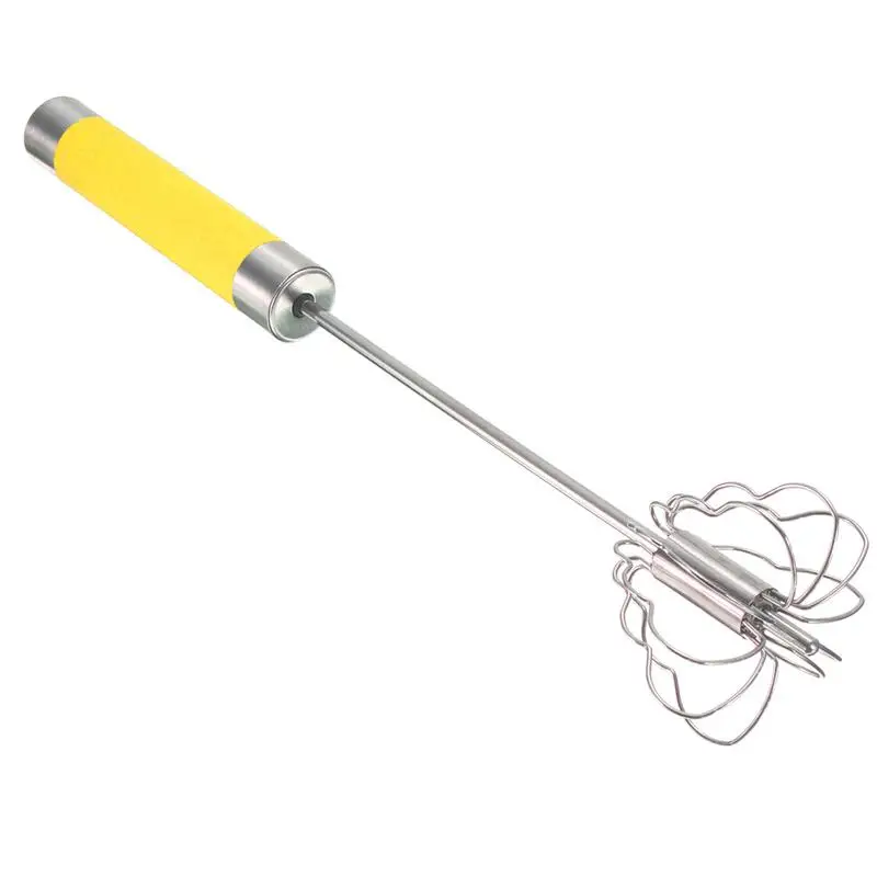 Honana Manual Self Turning Stainless Steel Miracle Push Magic Whisk Egg Beater Speed Kitchen Tool