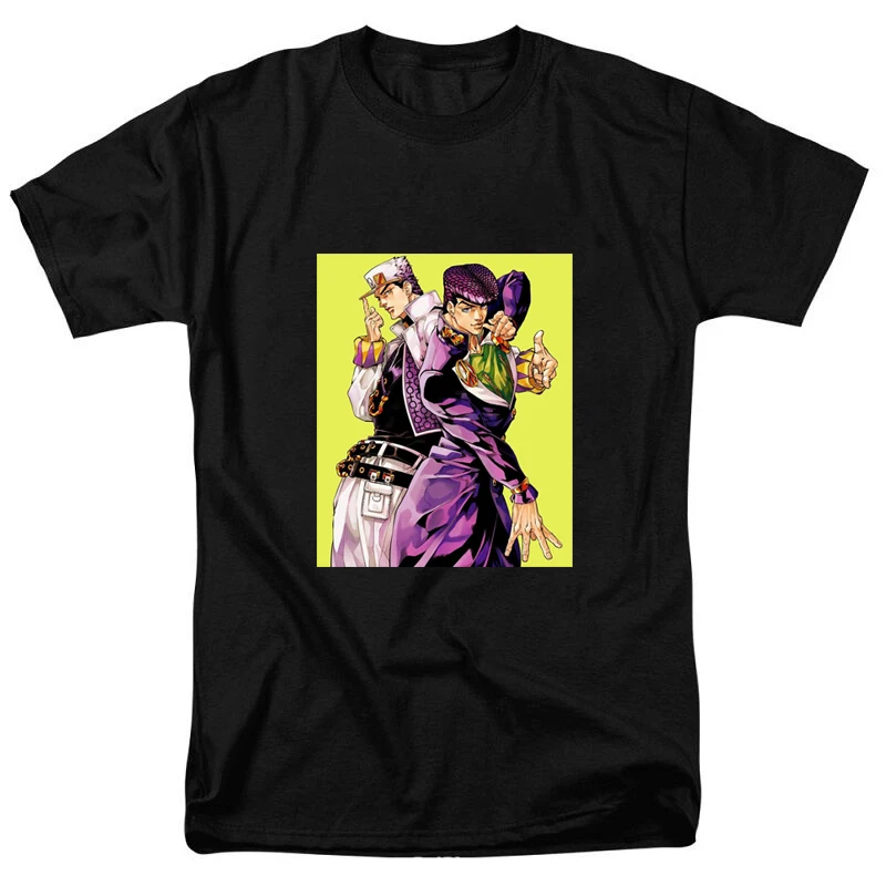 

100% Cotton Tshirt Men JoJo Bizarre Adventure T Shirt Hombre Creative Design Manga Tshirt Cool Funny T-shirt Printed Fashion Tee