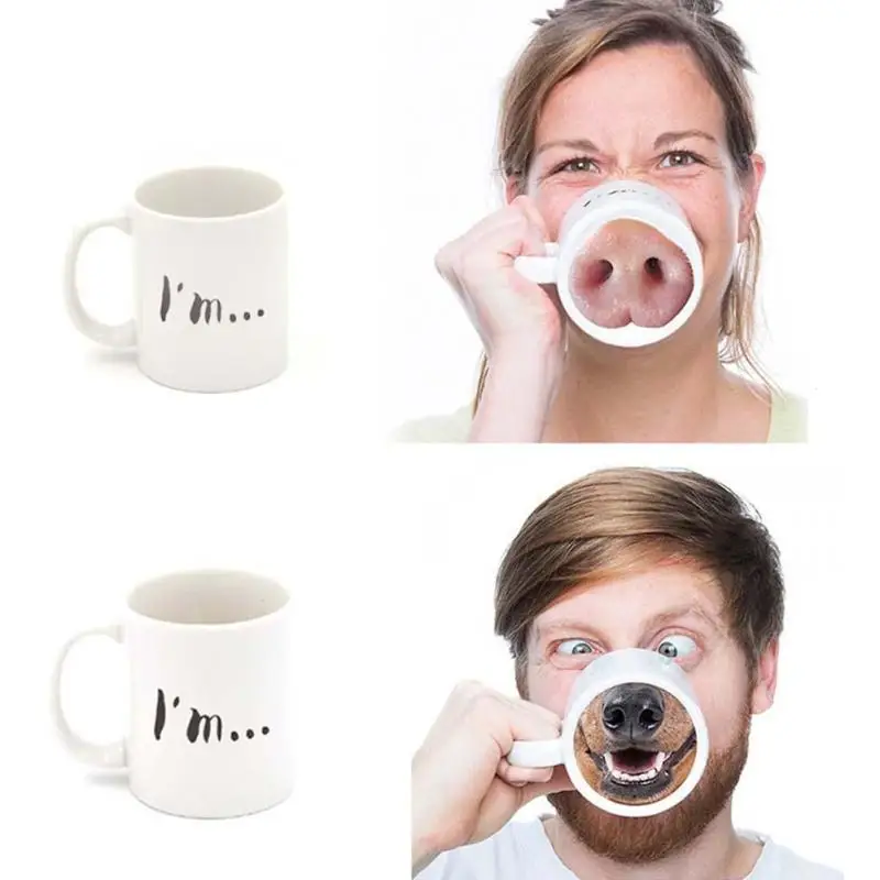 Prank Funny Pig Dog Nose Cup Mug Thermocouple Coffee Beer Coffee Cup Mugs Ceramic Home Office