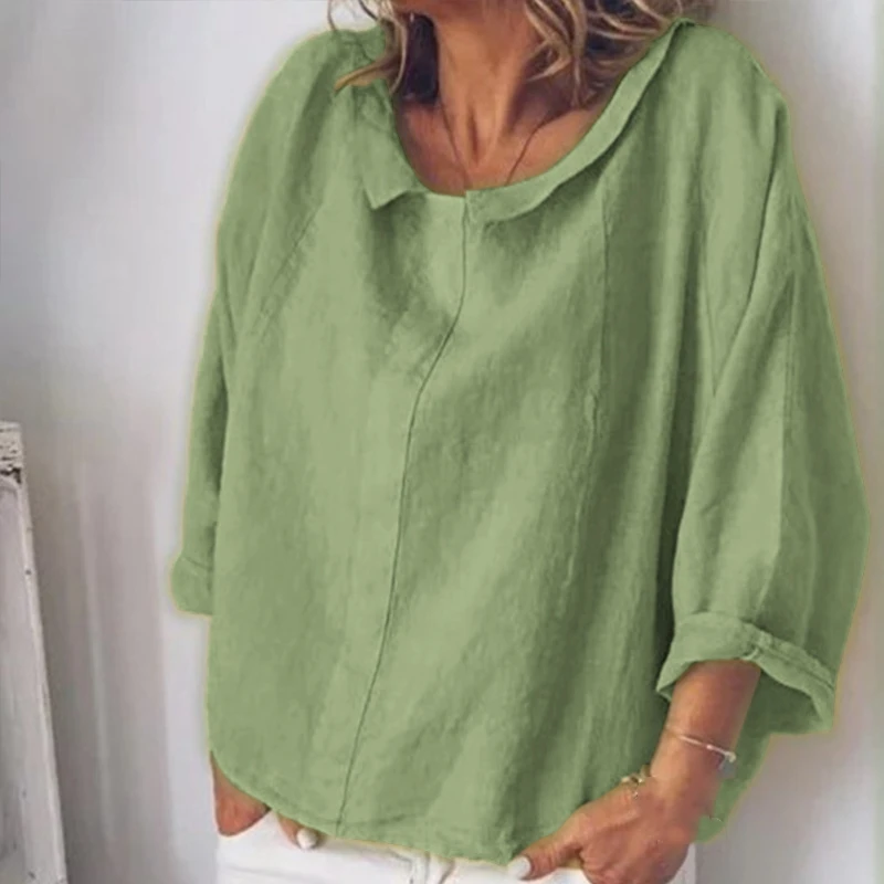 Осенняя женская рубашка с длинным рукавом модная однотонная Свободная блузка