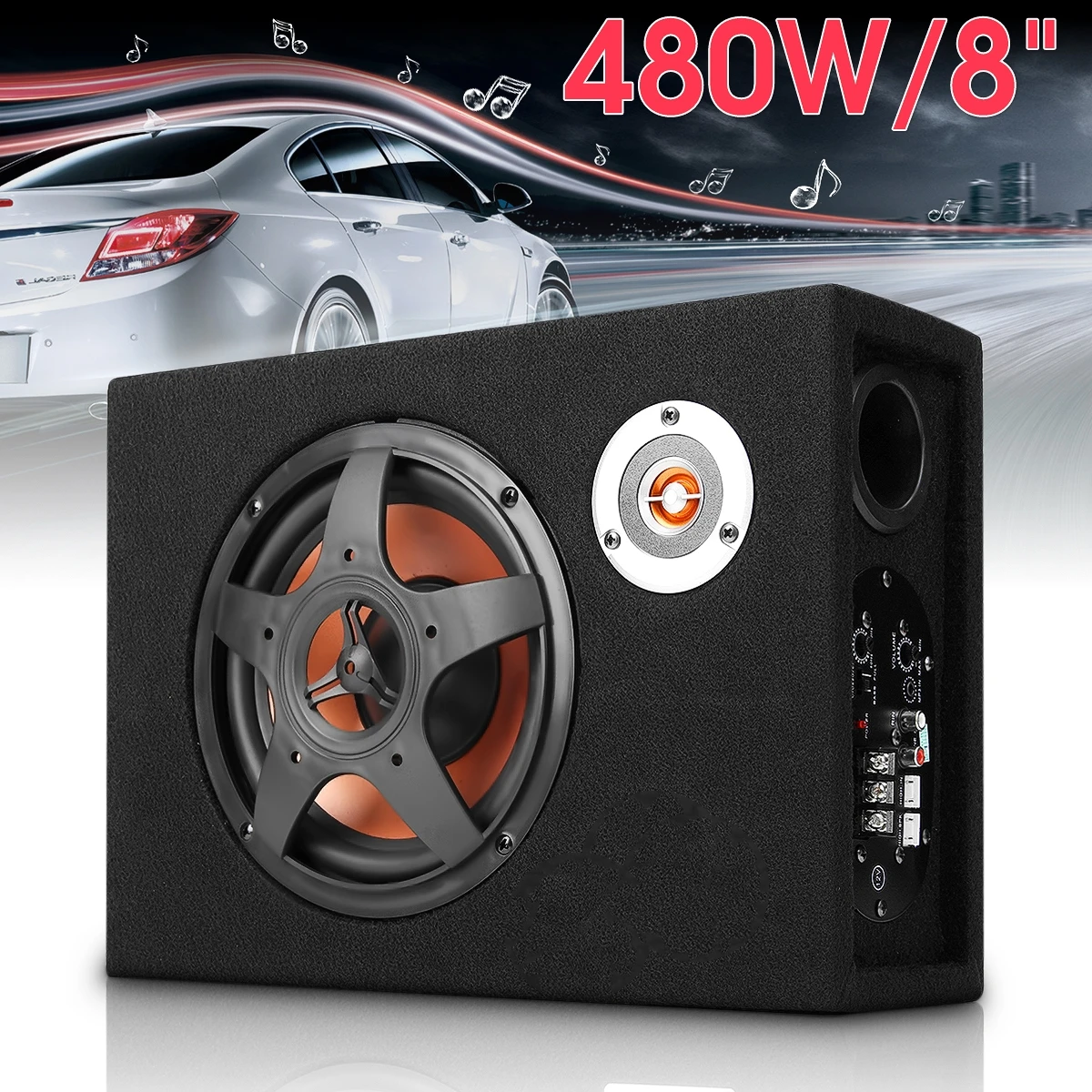 Mini 8 Inch Car Ultra Thin Under Seat Subwoofer Speaker 480W Vehicle