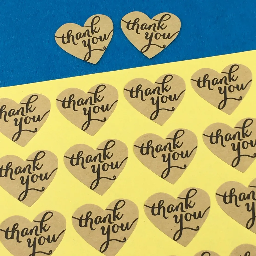 300 шт. бумажные круглые клейкие этикетки с надписью thank you heart|Украшения своими