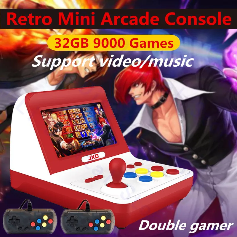 

JXD new 4.3 inch retro mini arcade console 32GB Built-in 9000 game for cp1/cp2/neogeo/gba/gb/snes/nes/sega/bin free handle*2 mp4