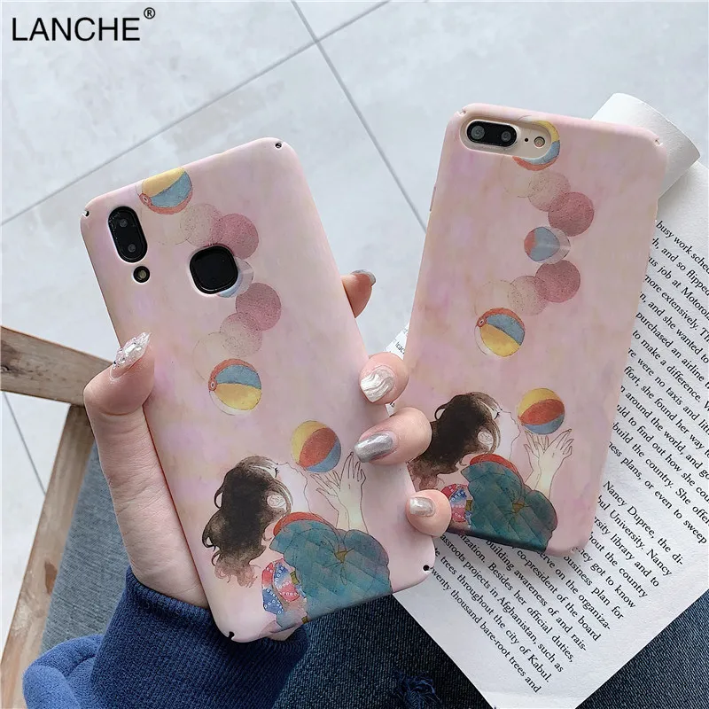 

LANCHE For Xiaomi Redmi Note 7 xiaomi mi 8 9 se mi 8 lite 6X Case Cute Girl Cartoon Hard Plastic thin Back Phone Case Cover