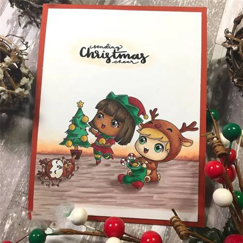 

Naifumodo Cartoon Kids Metal Cutting Dies Merry Christmas for Craft Scrapbooking Card Making DIY Embossing Die Cut Metal Dies