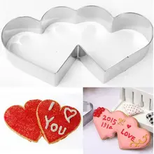 3D Сладкая любовь тема из нержавеющей стали формочка для печенья конфеты Двойное сердце металлический бисквитный чайник кухонный инструмент для выпечки кондитерских изделий