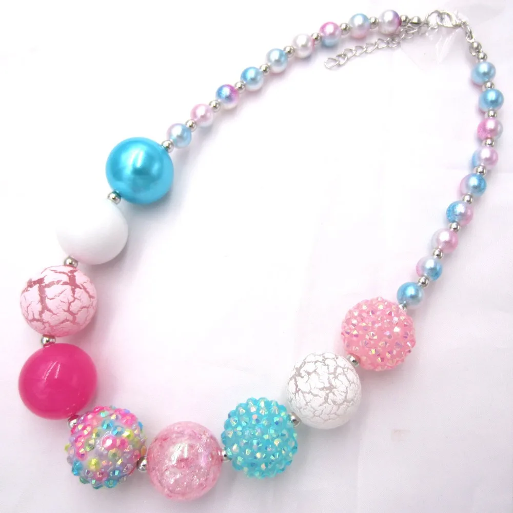 New Model child chunky beads necklaces colorful Toddler Girls Pearl bubblegum necklace Bracelet jewelry set for kids gift 1pcs