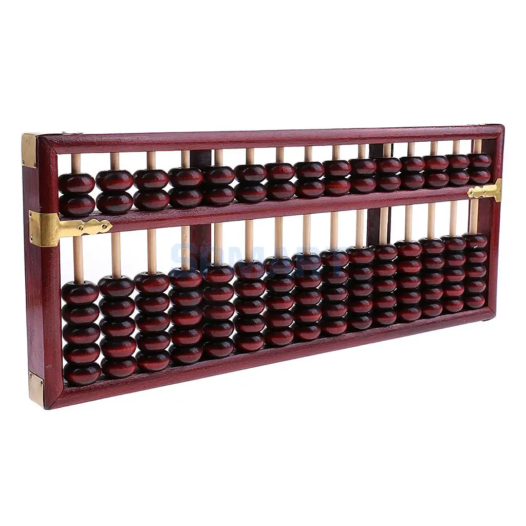Vintage Wooden 15 Rods Arithmetic Abacus Chinese Calculation Tool for Children Adults Collectible Gift