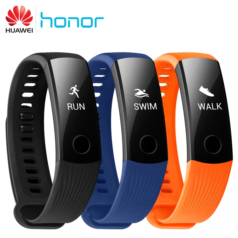 

Original Huawei Honor Band 3 Smart Wristband Bracelet Swimmable 5ATM 0.91" OLED Screen Touchpad Heart Rate Monitor Push Message