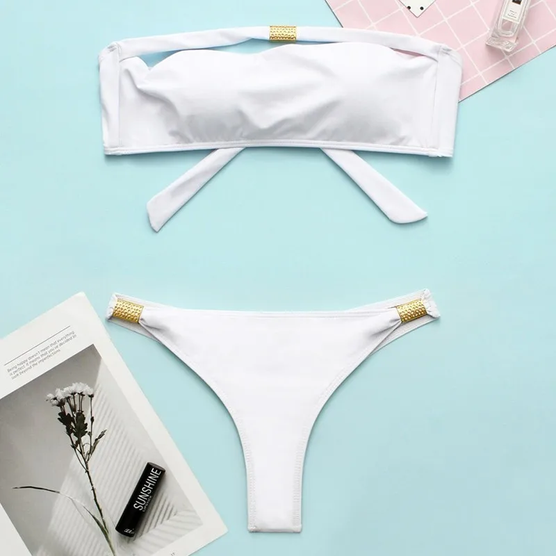 

Hot Sale Swimsuit Solid Swimwear Women Backless Bikini Two Piece Swimsuits Women High Waist Bathing Suit Women Beach Wear Bikini