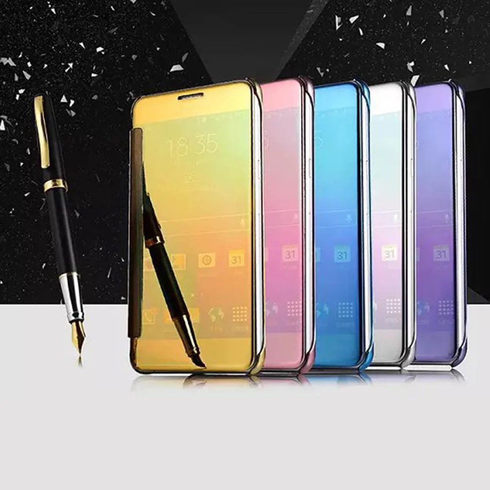 Для Samsung Galaxy A5 A3 A7 J1 J5 J7 S6 S7 край смарт Зеркало Чехол Флип Clear View прозрачный