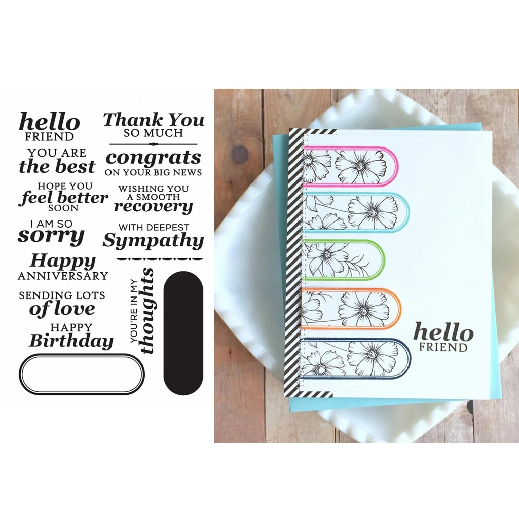 

Lots Of Sentiment Silicone Stamp Rubber Seal Transparent Clear For Scrapbook Album Embossing Decor DIY Crafts 4x6in