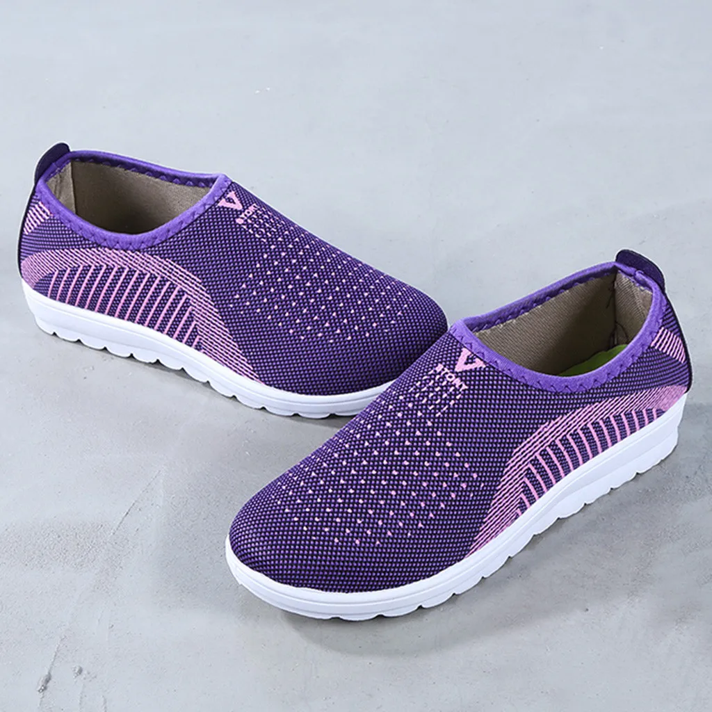 Women's Mesh Flat shoes patchwork slip-on Cotton Casual shoes for woman ...