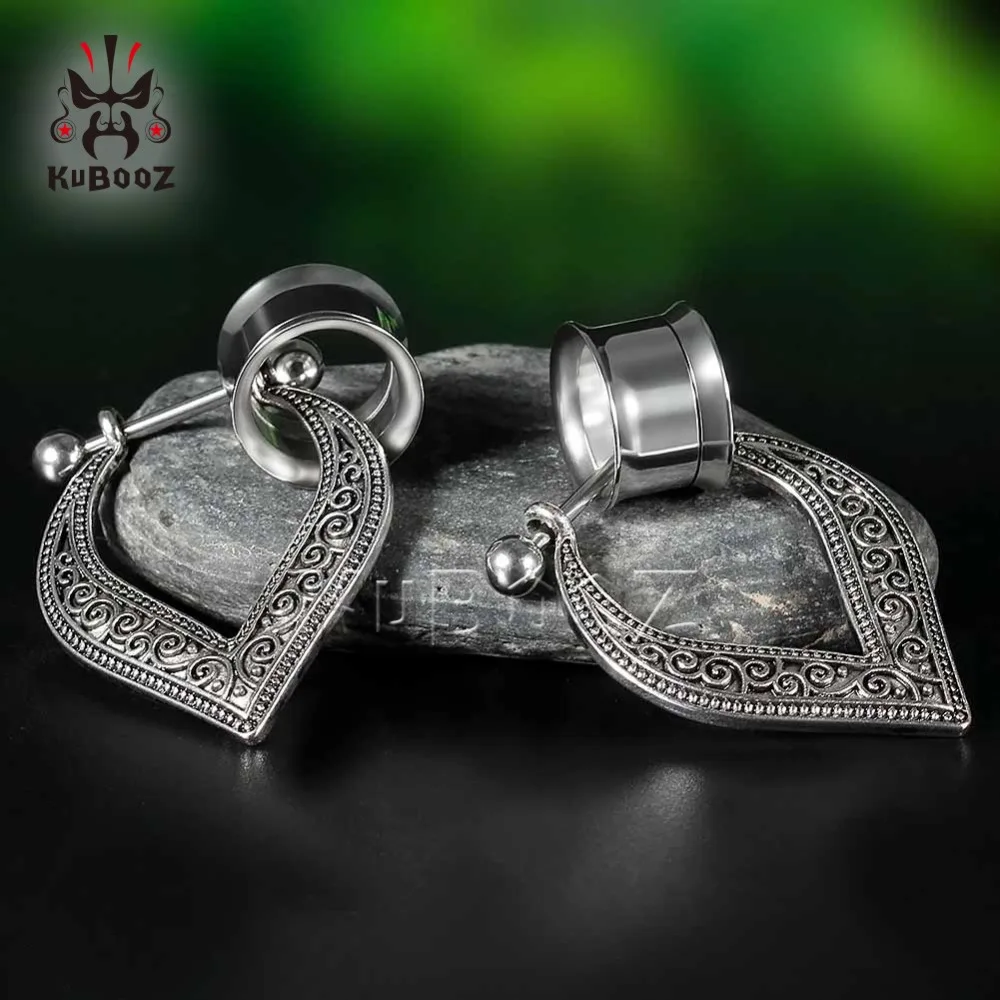 KUBOOZ винтовые ушные сережки из нержавеющей стали висячие расширители пробки тоннели шпильки серьги пирсинг ювелирные изделия для тела модный подарок