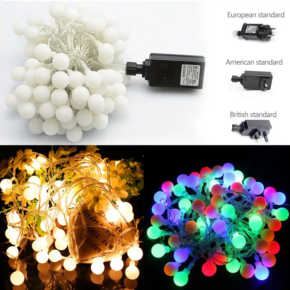 

100LEDs Globe LED String Ball Lights Christmas Bulb Lights for Patio Garden Party Xmas Tree Wedding Decoration US/ EU/ UK Plug
