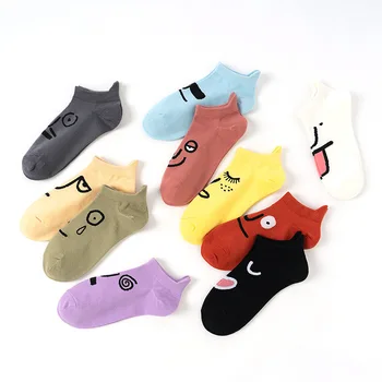 

Harajuku Kawaii Funny Facial Expression Women Sock Summer Happy Fashion Colorful Ankle Cotton Socks Cartoon Girl Socks